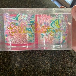 New never opened Lilly Pulitzer plastic glasses.